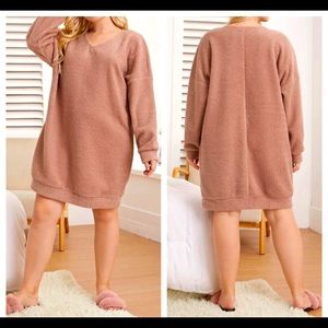 Shein Plus V Neck Fuzzy Loungewear 2X